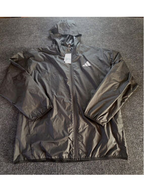 Adidas Essentials Big Logo Mesh Lined Windbreaker Jacket Adult L Black White